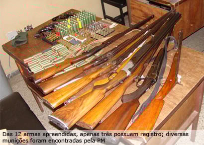 PM apreende 12 armas e 500 munições no Centro