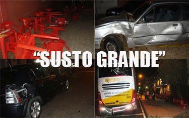 Ônibus desgovernado causa acidente na praça São Domingos