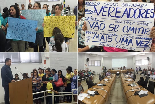 Reunião da Câmara é marcada por protestos nas áreas de educação e habitação