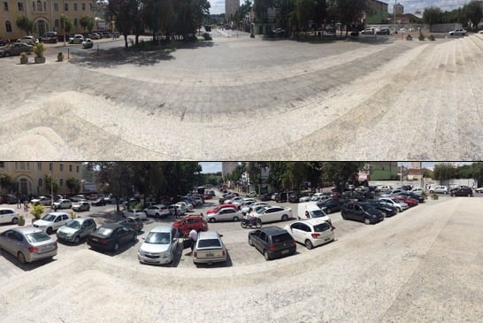Prefeitura bloqueia estacionamento irregular na Matriz; medida foi cobrada na Câmara Municipal