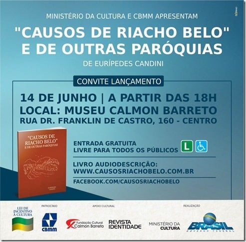 Convite: Lançamento do livro “Causos de Riacho Belo” de Eurípedes Candini