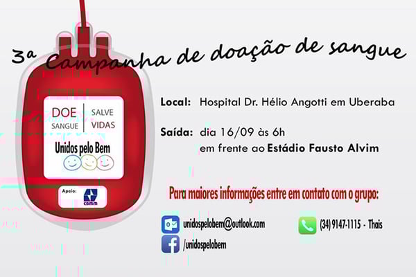3ª Campanha de Doação de Sangue “Unidos Pelo Bem”, participe!