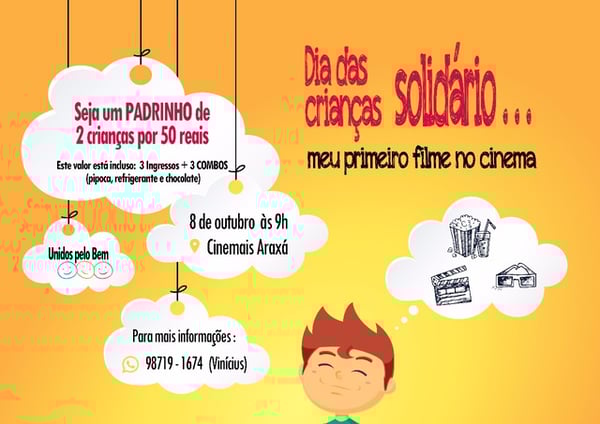 Unidos Pelo Bem procura padrinhos para levar crianças carentes ao cinema. Participe!