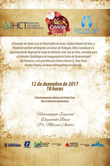 Convite: Inauguração do Centro de Quimioterapia São Francisco
