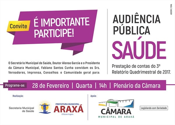 Convite: Audiência Pública de Prestação de Contas da Secretaria de Saúde