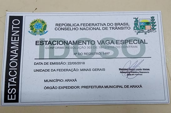 Benefício de Gratuidade nas vagas de estacionamento rotativo em Araxá