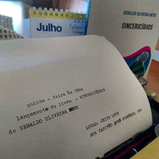 Geraldo Oliveira Neto lança livro “Sincericídios” na próxima quinta
