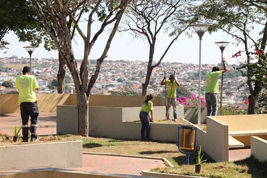 Adolescentes da Casa do Pequeno Jardineiro plantam mudas no Parque do Cristo