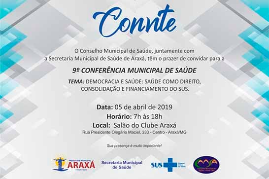 Araxá terá 9ª Conferência Municipal de Saúde