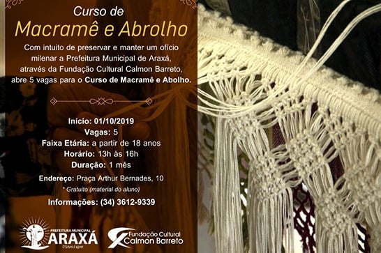 Inscrições abertas para o curso de Macramê e Abrolho