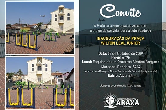 Convite: Inauguração da Praça Wilton Leal Júnior no Bairro Alvorada