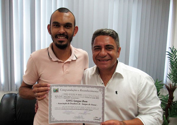 ONG Sangue Bom é homenageada pelo vereador Robson Magela