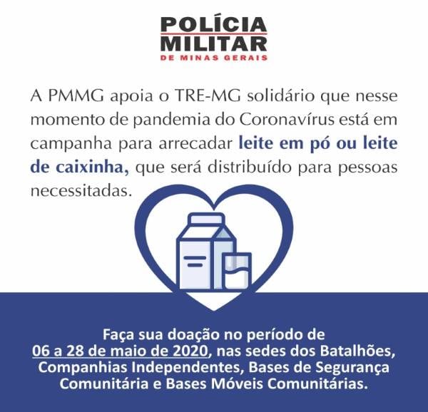 Polícia Militar apoia Campanha Solidária do TRE para arrecadar leite para pessoas carentes