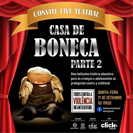 Live teatral ensina crianças a se protegerem da violência