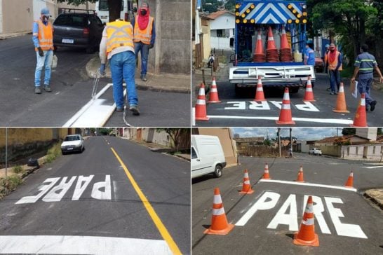 Ruas recapeadas recebem sinalização horizontal e vertical