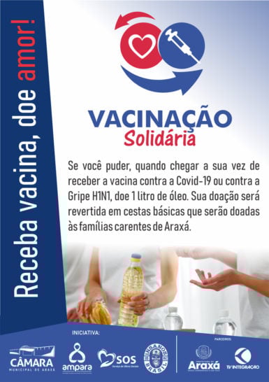 Câmara Municipal apoia campanha Vacinação Solidária em prol de instituições