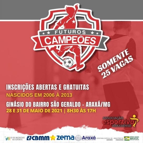 Projeto de futsal prorroga as inscrições para crianças e adolescentes em Araxá