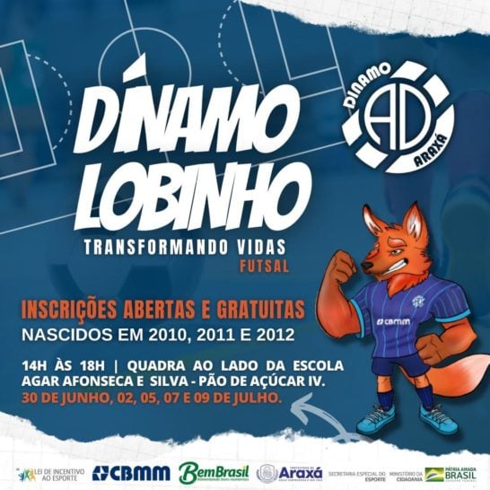 Dínamo está com inscrições abertas para projeto de futsal destinado a crianças de 9 a 11 anos